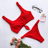 Knotted Ribbed Bikini 2026 Women Swimsuit Female Triangle Swimwear Two Pieces Bikini Set High Cut Bather Bathing Suit Swim Lady