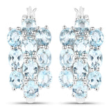 9.88 Carat Genuine Blue Topaz .925 Sterling Silver 3 Piece Jewelry Set (Ring, Earrings, and Pendant w/ Chain)