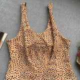 Bow Knotted Polka Dot Leopard Bikini Women High Leg Cut Swimwear Female Ribbed Swimsuit Sexy Brazilian Bathing Suit Swim Lady