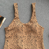 Bow Knotted Polka Dot Leopard Bikini Women High Leg Cut Swimwear Female Ribbed Swimsuit Sexy Brazilian Bathing Suit Swim Lady