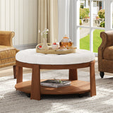 Modern Large Round Ottoman Coffee Table 2-Tier