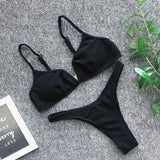 Ribbed V Shape Thong Bikini Women Swimwear Swimsuit Female Two-pieces Bikini set High Cut Bather Bathing Suit Swim Beachwear