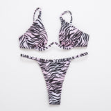 Sexy Push Up Underwired V-bar Bikini Women Swimsuit Female Swimwear Two-pieces Bikini set Micro Thong Bathing Suit Swim Lady