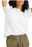 Sanctuary Womens Not So Basic T-Shirt Short Eyelet Sleeve, Size XXL