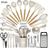 Wooden-Handle Silicone Kitchen Tool Set