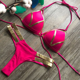 Sexy Halter Push Up Brazilian Bikini 2025 Women Bandage String Swimsuit Female Swimwear Two Pieces Bikini Set Bathing Suit Swim