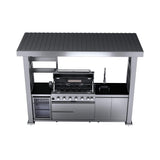Castelle Flame Blaze 108-Inch 6-Burner 85K BTU Deluxe Stainless Steel Liquid Propane Outdoor Kitchen Grill Island With Wine Cooler, Rotisserie, Cabinets, And Granite Countertops (SAK58310)