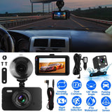 1080P Dual Dash Cam 3" Screen with Front and Rear Camera G-Sensor Motion Night Vision Loop Recording