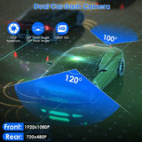 1080P Dual Dash Cam 3" Screen with Front and Rear Camera G-Sensor Motion Night Vision Loop Recording