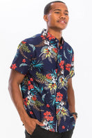 Hawaiian Print Button Down Shirt