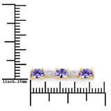 1.56 Carat Genuine Tanzanite and White Diamond .925 Sterling Silver Bracelet