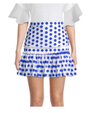 Alexis Womens Harley White Applique Polka Dot Fringe Mini Skirt, Size Small