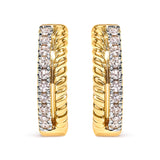 10K Yellow Gold 1/10 Cttw Diamond and Rope Twist Huggy Hoop Earrings (H-I Color, I1-I2 Clarity)