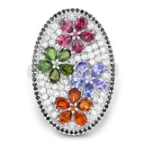 5.01 Carat Genuine Multi Stones .925 Sterling Silver Ring