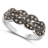0.31 Carat Genuine Champagne Diamond .925 Sterling Silver Ring