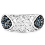 0.94 Carat Genuine Blue Diamond and White Diamond .925 Sterling Silver Ring