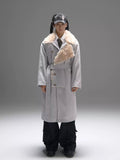 Color-block Design Over-the-knee Trench Coat Silhouette Plus-thick Cotton Coat