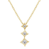 10K Gold 1/5 Cttw Princess Cut Diamond 3 Stone Drop 18" Pendant Necklace (H-I Color, SI2-I1 Clarity)