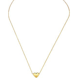 10K Gold Puffed Heart Necklace for Women Adjustable