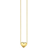 10K Gold Puffed Heart Necklace for Women Adjustable