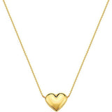 10K Gold Puffed Heart Necklace for Women Adjustable