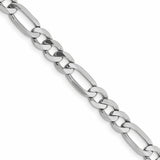 10K Solid White Gold Figaro Chain Necklace