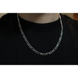 10K Solid White Gold Figaro Chain Necklace
