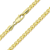 10K Solid Yellow Gold Round Box Chain Necklace - 2.5mm