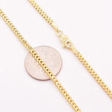 10K Yellow Gold 2MM Wheat Franco Box Chain Pendant Necklace