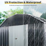 [10X12FT] Alora Heavy-Duty Outdoor Metal Garden Backyard Shed With Arch Roof And Lockable Doors (SAK57431)
