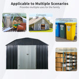 [10X12FT] Alora Heavy-Duty Outdoor Metal Garden Backyard Shed With Arch Roof And Lockable Doors (SAK57431)