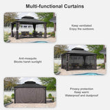 [10X13FT] Alora Large Premium Outdoor Hardtop Aluminum Gazebo With Galvanized Steel Double Roof (SAK74826)
