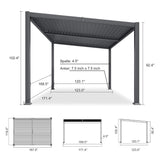 [10X14FT] Alora Modern Louvered Aluminum Pergola With Sloped Roof (SAK44815)