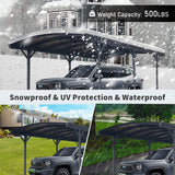 [10X19FT] Alora Heavy-Duty Outdoor Aluminum Arch Carport With Polycarbonate Panels (SAK86109)