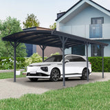 [10X19FT] Alora Heavy-Duty Outdoor Aluminum Arch Carport With Polycarbonate Panels (SAK86109)