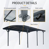 [10X19FT] Alora Heavy-Duty Outdoor Aluminum Arch Carport With Polycarbonate Panels (SAK86109)