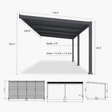 [10X20FT] Alora Modern Wall-Mounted Louvered Pergola With Aluminum Frame (SAK90333)