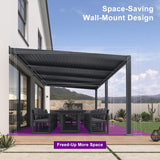 [10X20FT] Alora Modern Wall-Mounted Louvered Pergola With Aluminum Frame (SAK90333)