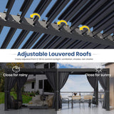 [10X20FT] Alora Premium Louvered Pergola With Curtains And Netting (SAK67041)