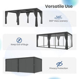 [10X20FT] Alora Premium Louvered Pergola With Curtains And Netting (SAK67041)