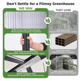 [10X24FT] Heavy-Duty Outdoor Aluminum Polycarbonate Greenhouse With Roof Vents And Swing Doors, 4MM (SAK97032)