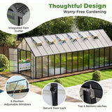 [10X28FT] Heavy-Duty Outdoor Aluminum Polycarbonate Greenhouse With Roof Vents And Swing Doors, 4MM (SAK24618)