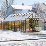 [10X28FT] Heavy-Duty Outdoor Aluminum Polycarbonate Greenhouse With Roof Vents And Swing Doors, 4MM (SAK24618)