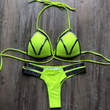 Sexy Halter Push Up Brazilian Bikini 2025 Women Bandage String Swimsuit Female Swimwear Two Pieces Bikini Set Bathing Suit Swim