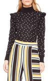 Parker Marlee Turtleneck Long-Sleeve Polka-Dot Sweater, Size Small