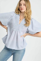Umgee Smocked Puff Sleeve Blouse