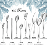 Mirdinner 65 Pcs Silverware Set with Serving Set for 12, Stainless Steel Flatware Cutlery Set Contains 5 Pcs Serving Set, for Home, Restaurant or Parties, Dishwasher Safe
