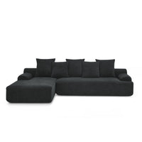 110.25x67'' Modern Upholstered L-Shape Sectional Sofa Couch, Modular Compressed Sofa with Free Combination for Living Room Bedroom, Melange Velvet, Black
