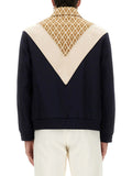 Valentino Men Wool Bomber Jacket With Print Toute La V