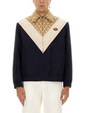 Valentino Men Wool Bomber Jacket With Print Toute La V